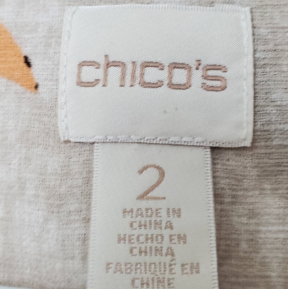 Chico's Drawstring Tunic Top Size 2 Tropical Print - Picture 4 of 6